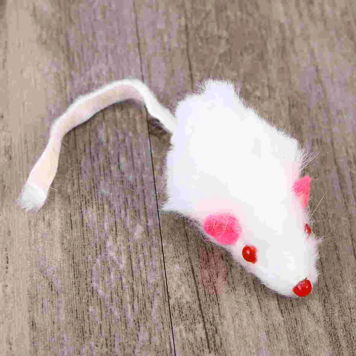 6Pcs False Mice Toys Interactive Mini Funny Mouse Toys with Sound Squeaky Toys for Pet Cats Kitten