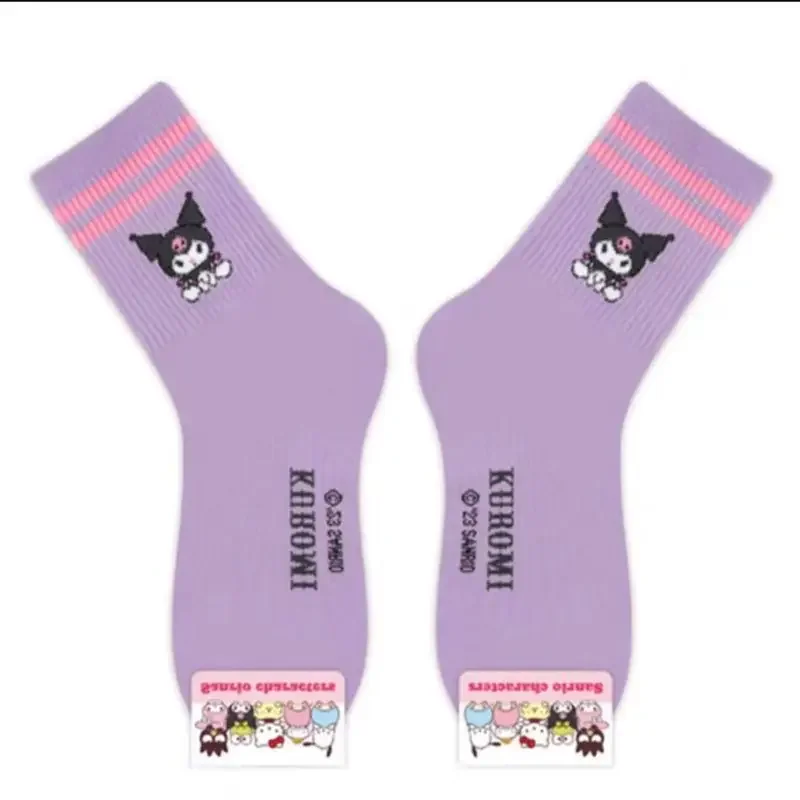 Sanrio Cinnamoroll My Melody Kawaii Anime calcetines Pochacco Kuromi lindos dibujos animados medias de tubo medio regalos para niños, Otoño e Invierno