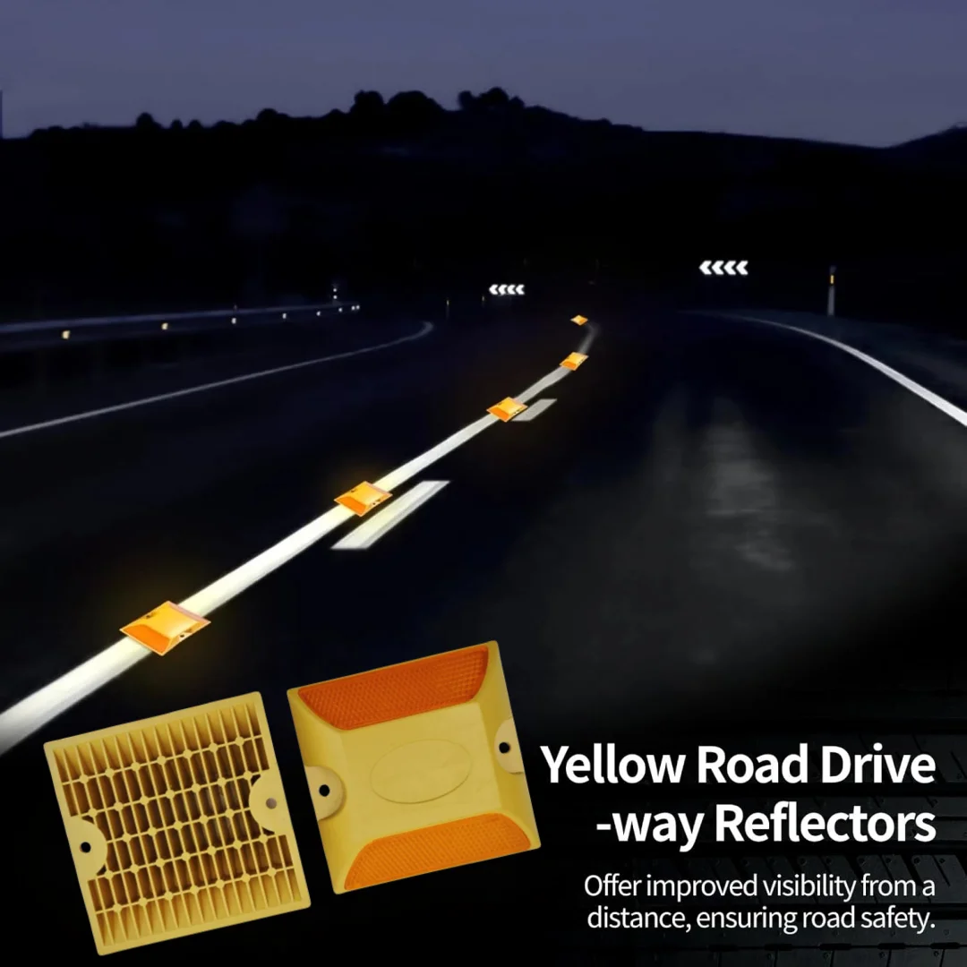 도로 반사경 2개, 3.94 × 3.94" 반사 포장 마커, 진입로, 고속도로, 속도 범프 및 교차로용 아스팔트 스터드