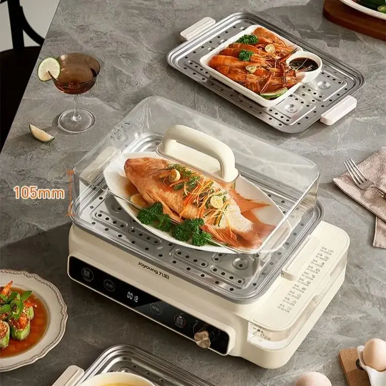 Joyoung 24L Electric Steamer, Large Capacity, Multifunctional Household Steamer with Full Transparent Viewing Window