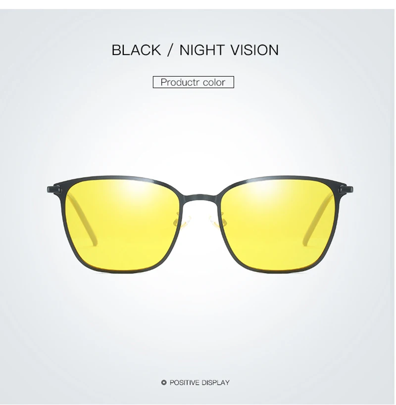 Klassische Quadratische Polarisierte Sonnenbrille Männer Luxus Metall Rechteck Sonnenbrille Männlich Vintage Nachtsicht Driving Shades UV400 – Detail 13