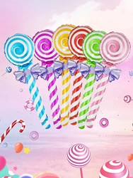 12pcs mixed colored candy bow lollipop aluminum film handheld balloon birthday, Christmas classroom decoration balloon