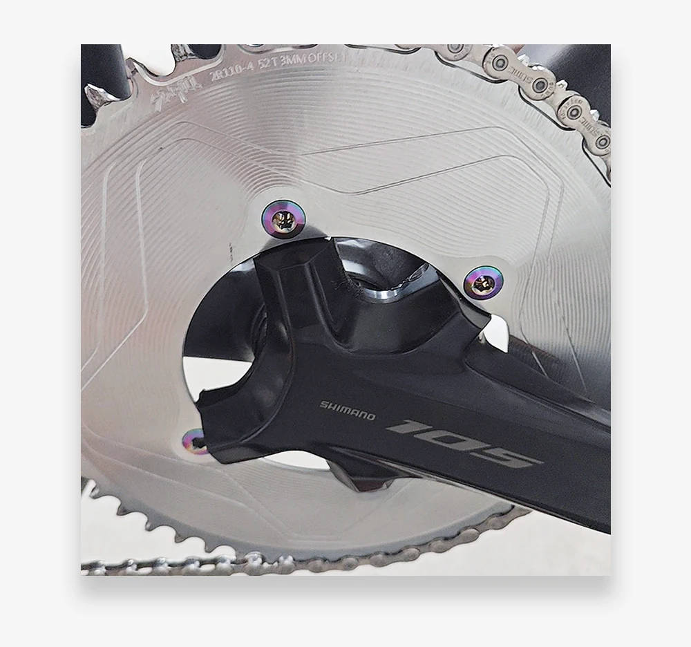 KRSEC 4 Stück Titanlegierungs-Kettenblattschrauben, Einzel- und Doppelkettenblattschrauben, Mountainbike-Kurbelschrauben 6,5/10,5 mm, Ersatzteile – Detail 8