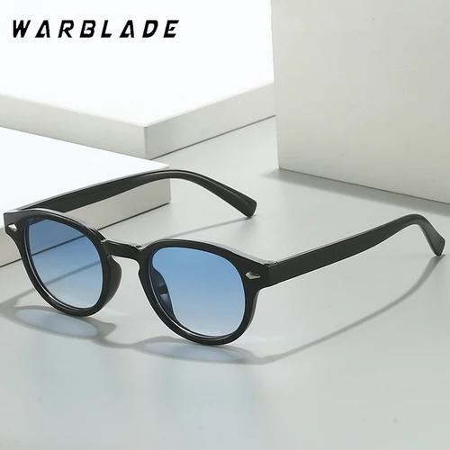 Imagen 1 del producto Gafas de sol redondas Vintage simples para mujer y hombre, diseño de marca de lujo, remache Retro, lente amarilla y azul, gafas de sol cuadradas para mujer UV400 2025