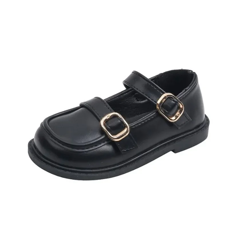 

Beige Girls Princess Shoe Fashion Children Leather Flats Buckle Kids Loafers