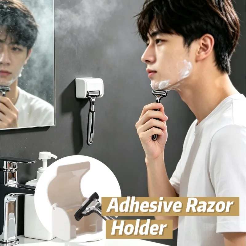 1-5pcs Waterproof and Dustproof Adhesive Razor Holder Wall Mounted Bathroom for Shower Hook Rack Shaver Shaving Holder