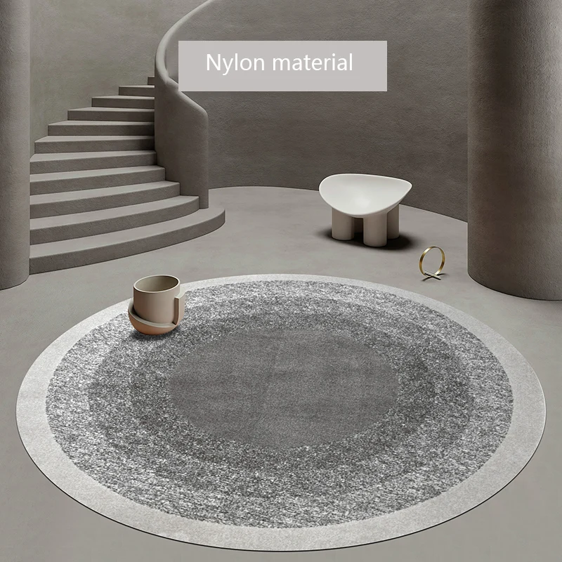 Grey Gradient Round Carpet Simple Modern Rug Carpet for Living Room Home Bedroom Decor Study Table Chair Floor Mat Round Rug