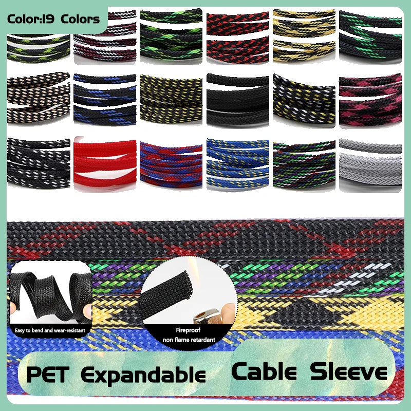 Heavy-Duty 2M Expandable Braided Cable Sleeve, 2mm-50mm PET Wire Loom to Shield and Organize Cables Neatly & Safely  Accessories
