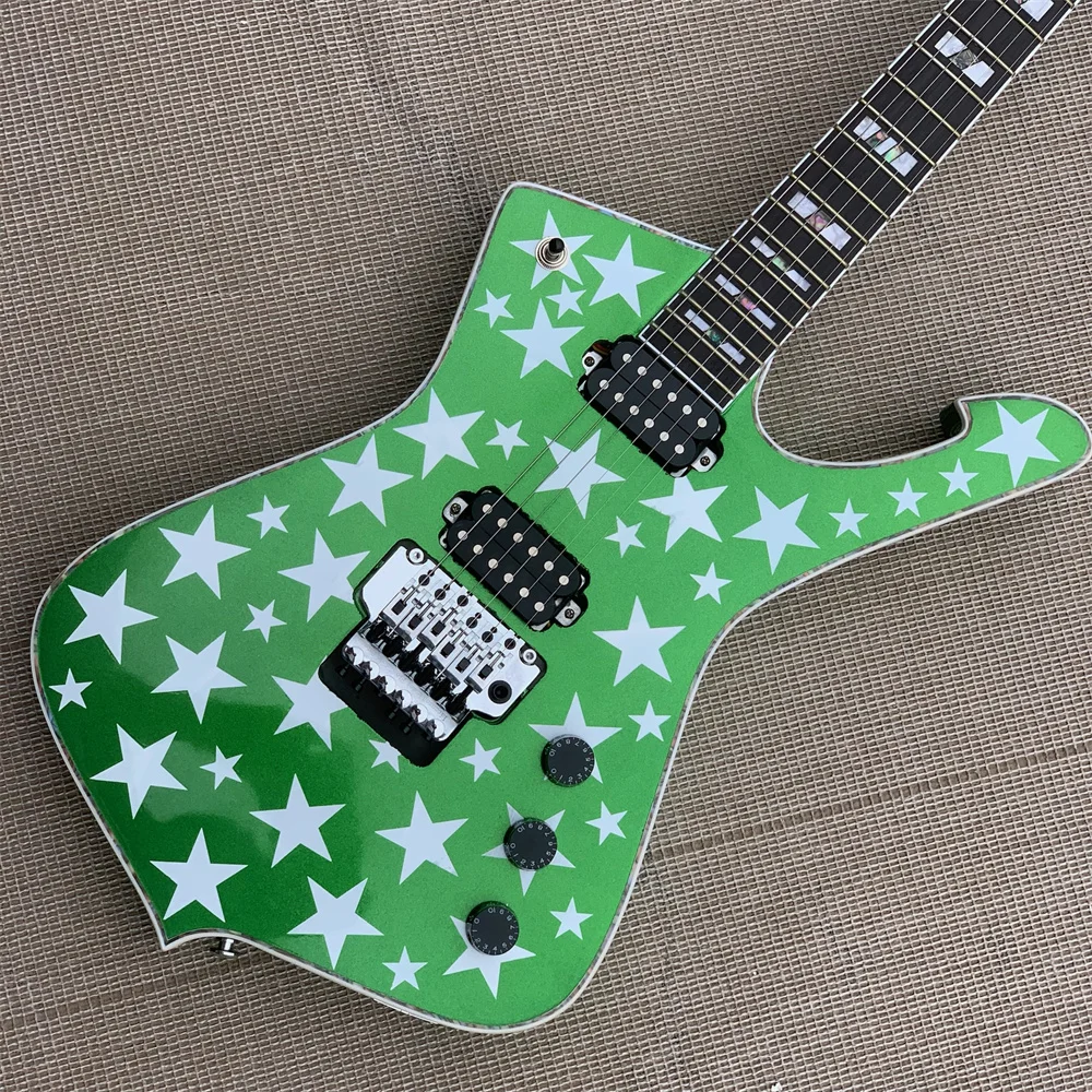 

Firehawk special-shaped broken mirror STM signature electric guitar green body star logo double open pickups guitars guitarra