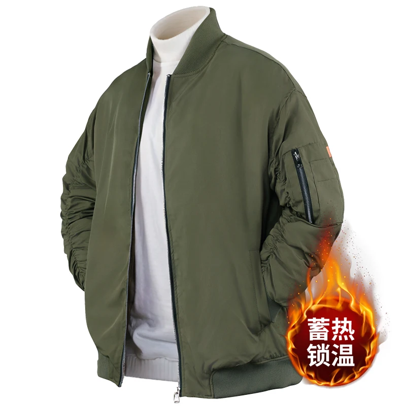 

Autumn Winter Thick Warm Military Flying Jacket Men Plush Fleece Bomber Coats Outdoor Thicken Fleece Warm Tactical Outwear Parka