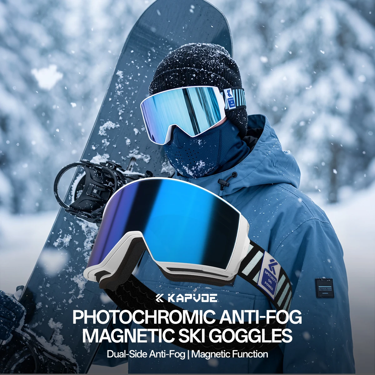 KAPVOE Snow Protection UV400 Ski Goggles Double Layer Anti Fog Snowboard Goggles Winter Ski Windproof Anti Glare Sports Glasses
