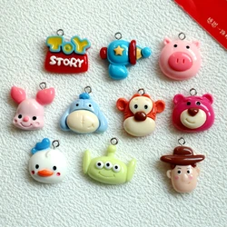 10PCS Cartoon Character Resin Pendant Colorful Cute Woody Toy Story Dangle DIY Necklace Bracelet Earrings Keychain Accessories