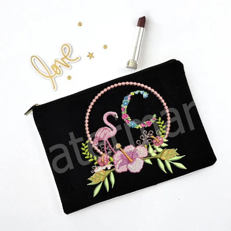 

Female Cosmetic Bag Flamingo Floral Print makeup pouch Original School Makeup Bag Toiletries Organizer Travel Bag Teacher Gift