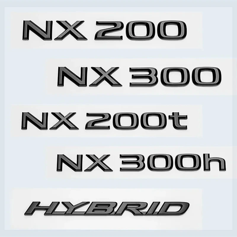 

3D Glossy Black ABS Letters Emblem Car Trunk Logo Sticker Badge For Lexus NX200 NX300 NX200t NX300h HYBRID Auto Accessories