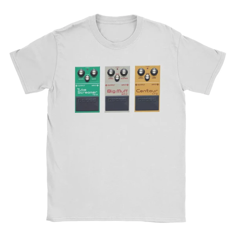 Fictional Pedal Trio Big Muff Guitar Pedal Effect Shoegaze Men's T Shirts Vintage Tees Round Collar T-Shirts Cotton Gift Idea