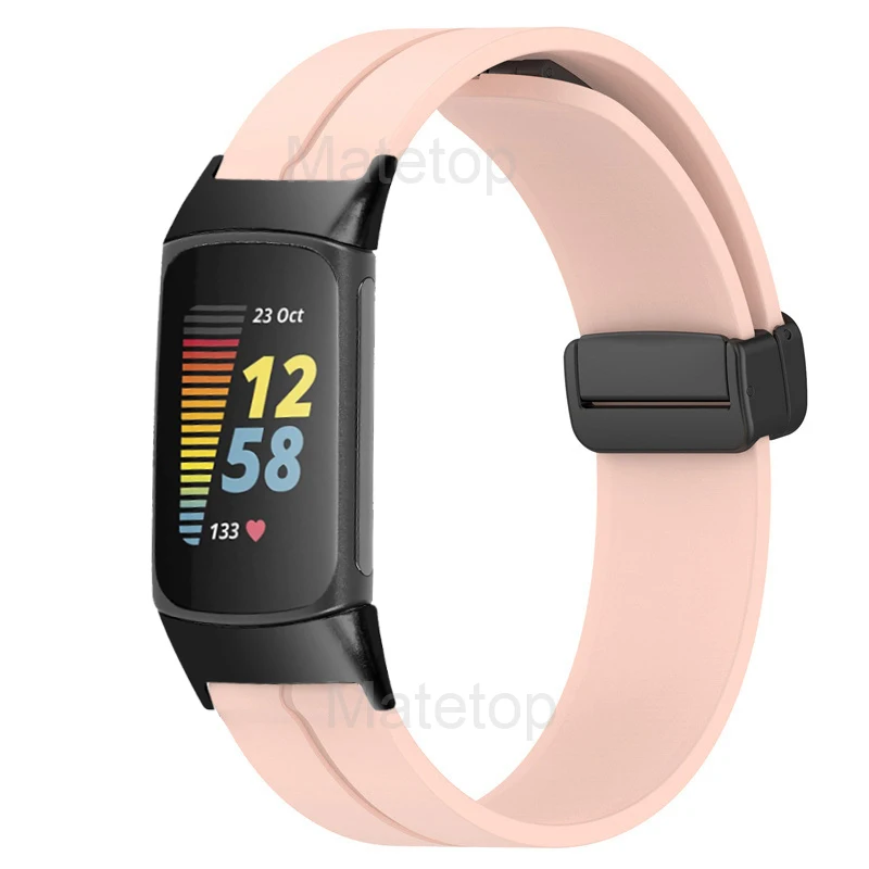 New Magnetic Silicone Band For Fitbit Charge 6 5 Sports Women Men Soft Watch Bracelet Strap For Fitbit Charge 5 6