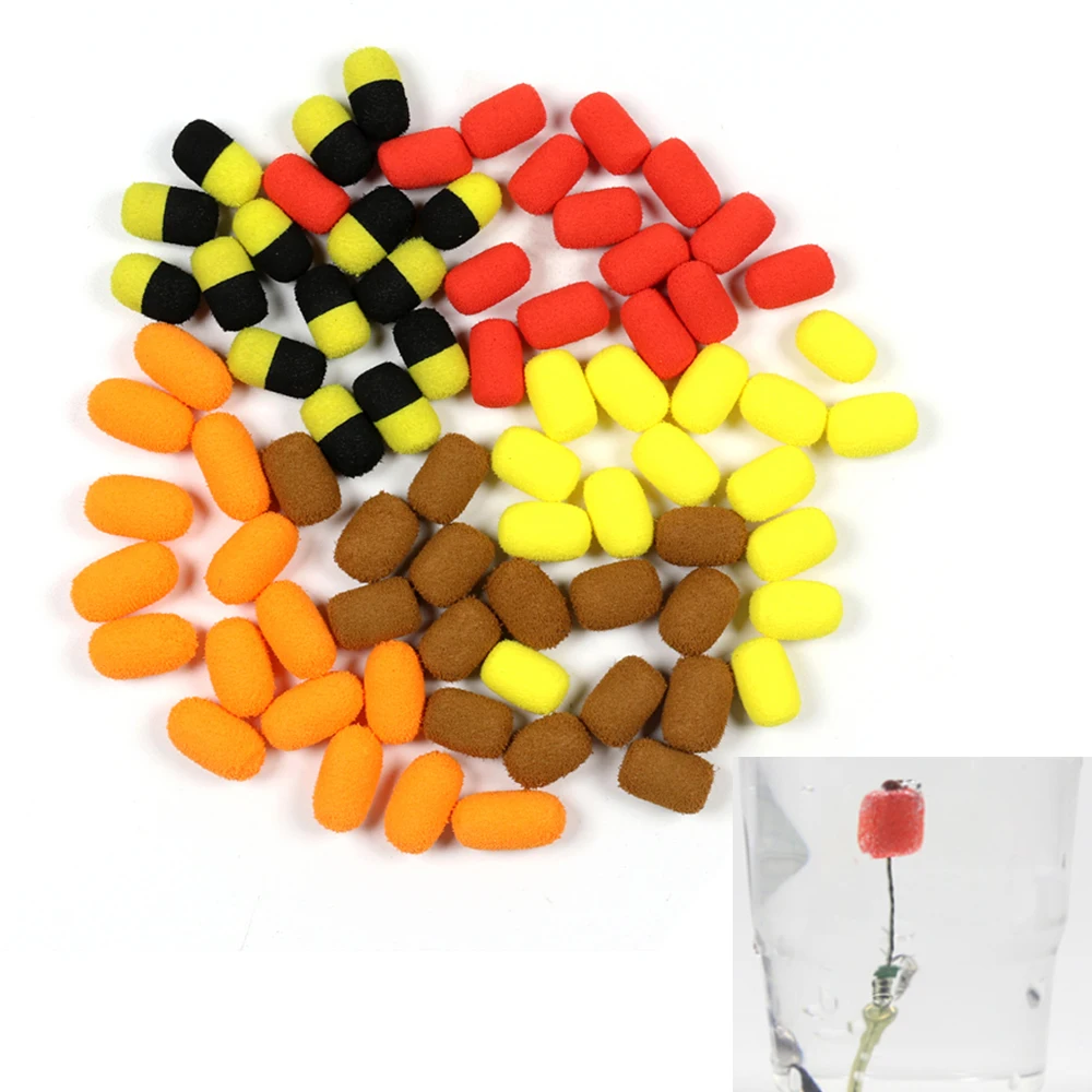 15PCS/Pack Fish Baits Lure 8mm Zig Rig Foam Cylinder Carp Fishing Bait Foam Boilie Pop Ups Hook Brown Red Terminal Tackle