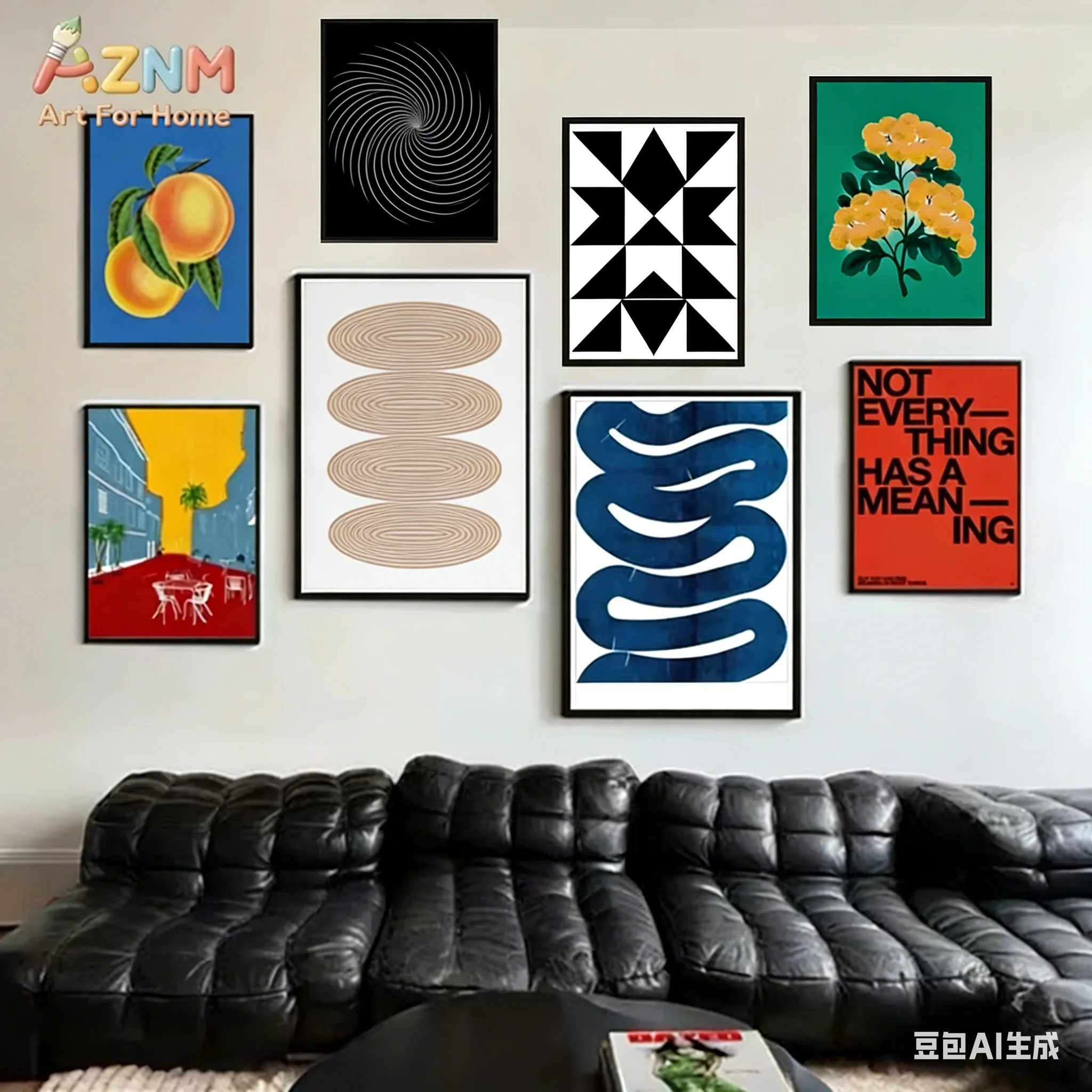 

AZNM Modern Abstract & Typography Frameless Canvas Print - Peach, Floral, Sequence, Athena & Quote Inspired Wall Art for Minimal