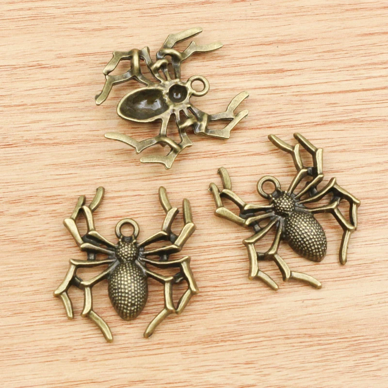 5pcs 35x32mm Antique Bronze and Antique Silver Plated Spider Handmade Charms Pendant:DIY for bracelet necklace