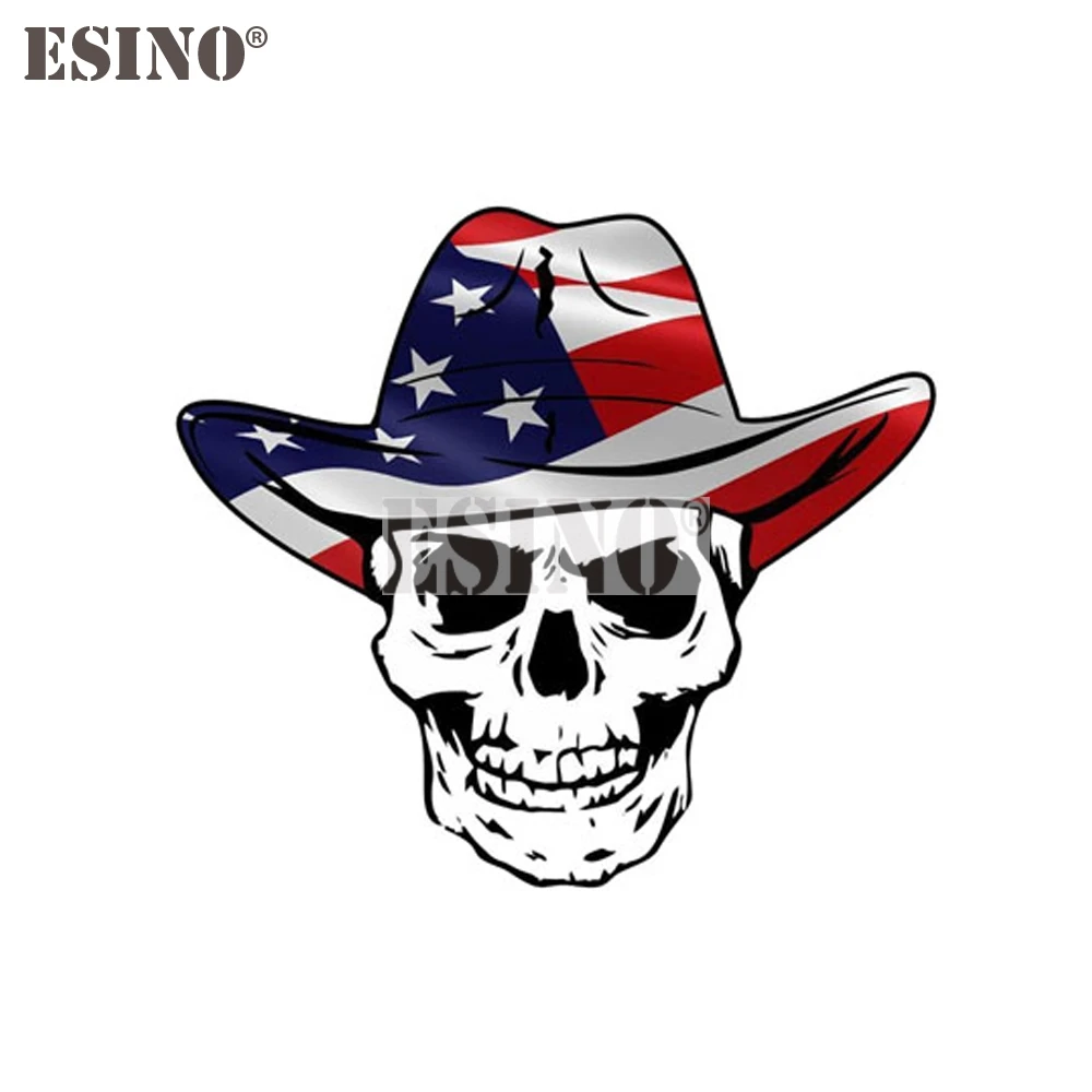 Car Styling Funny Creative USA America Flag Skull Evil with Hat Decal Cartoon PVC Waterproof Car Body Sticker Pattern Vinyl