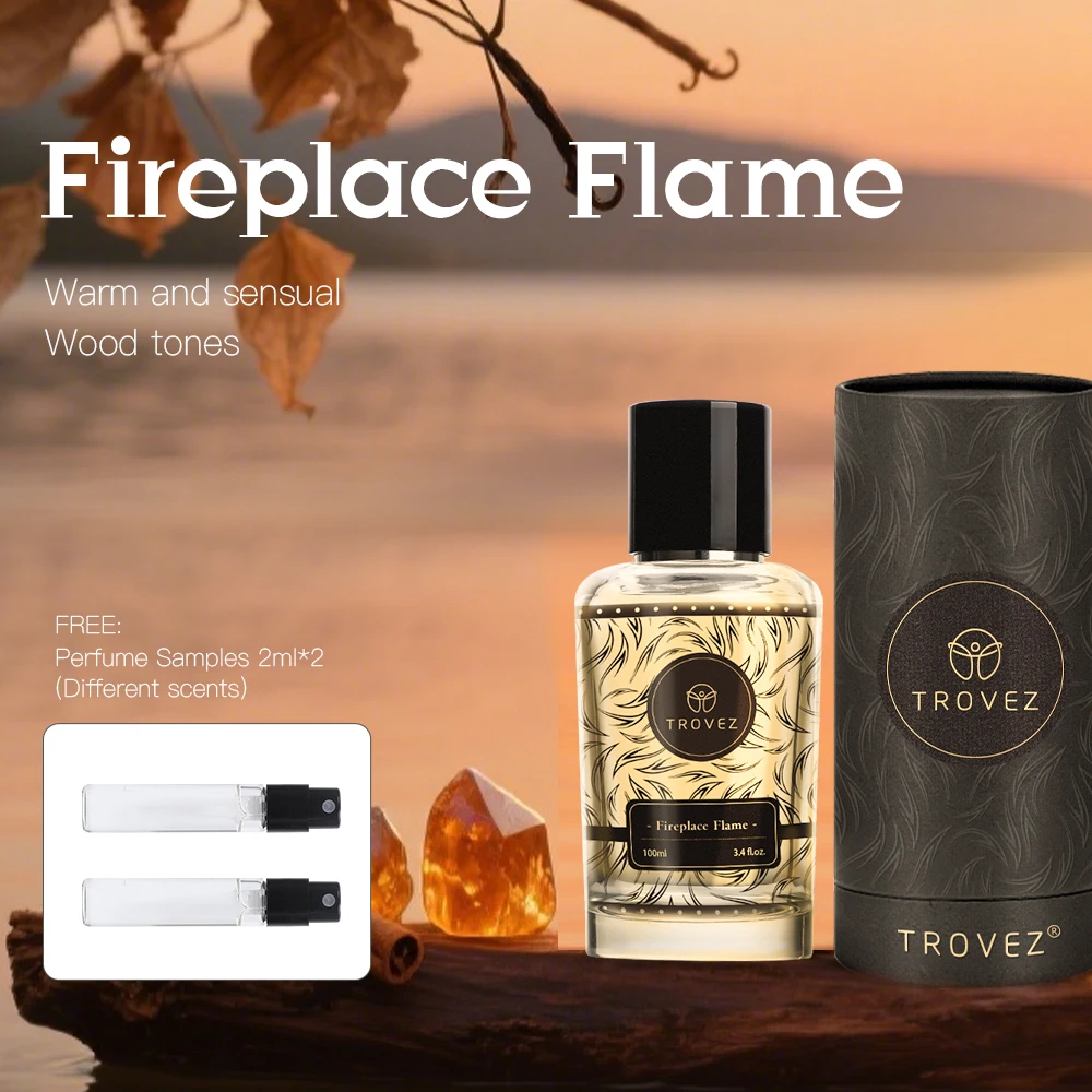 

TROVEZ Fireplace Flame Eau De Parfum 100ml Woody Tone Perfume Roasted Chestnut Aroma Body Spray Free 2 Pieces of 2ml Samples