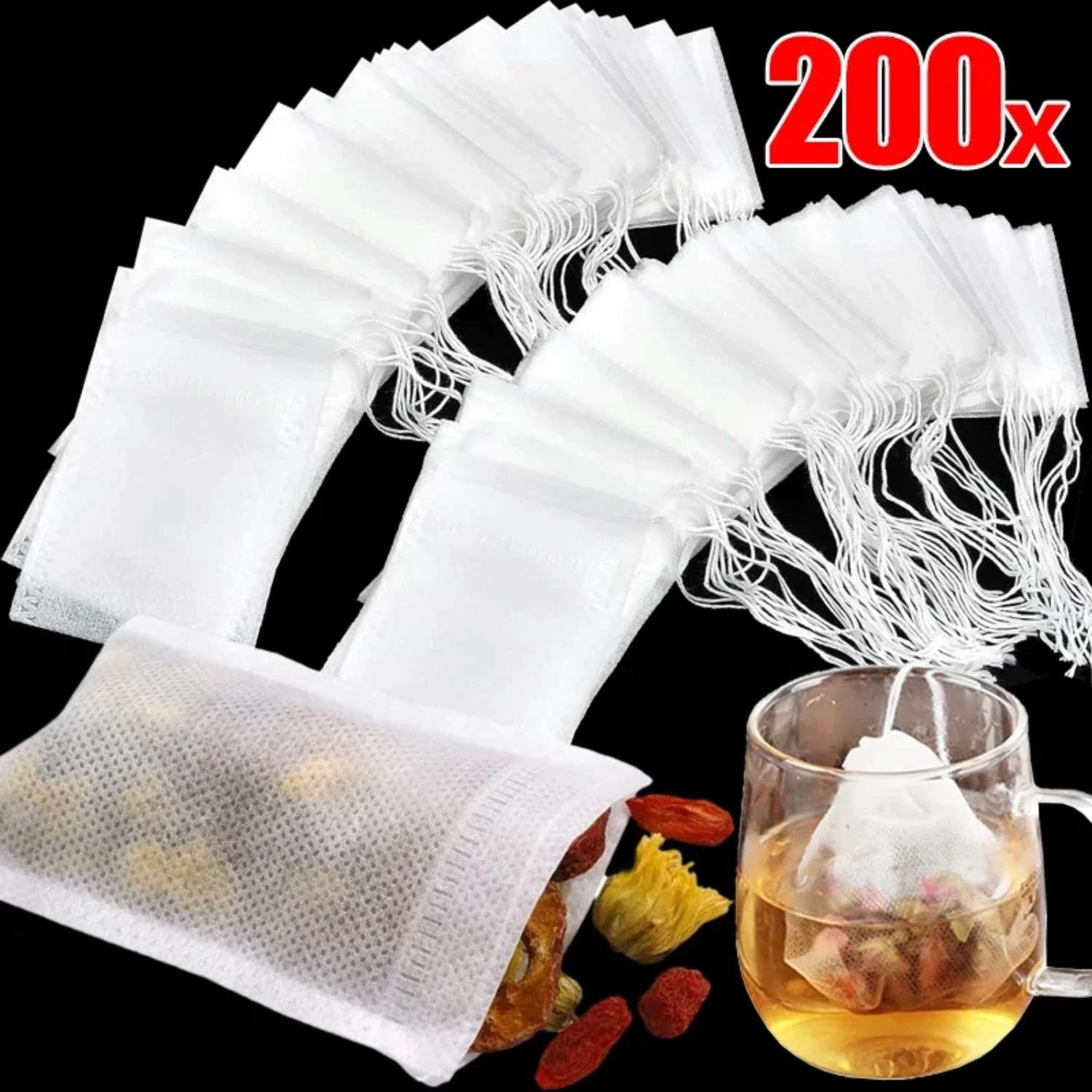 

High Quality Durable Convenient Disposable Tea Filter Bags with String - Ideal Infusers for Loose Tea, Coffee, and Spices in the