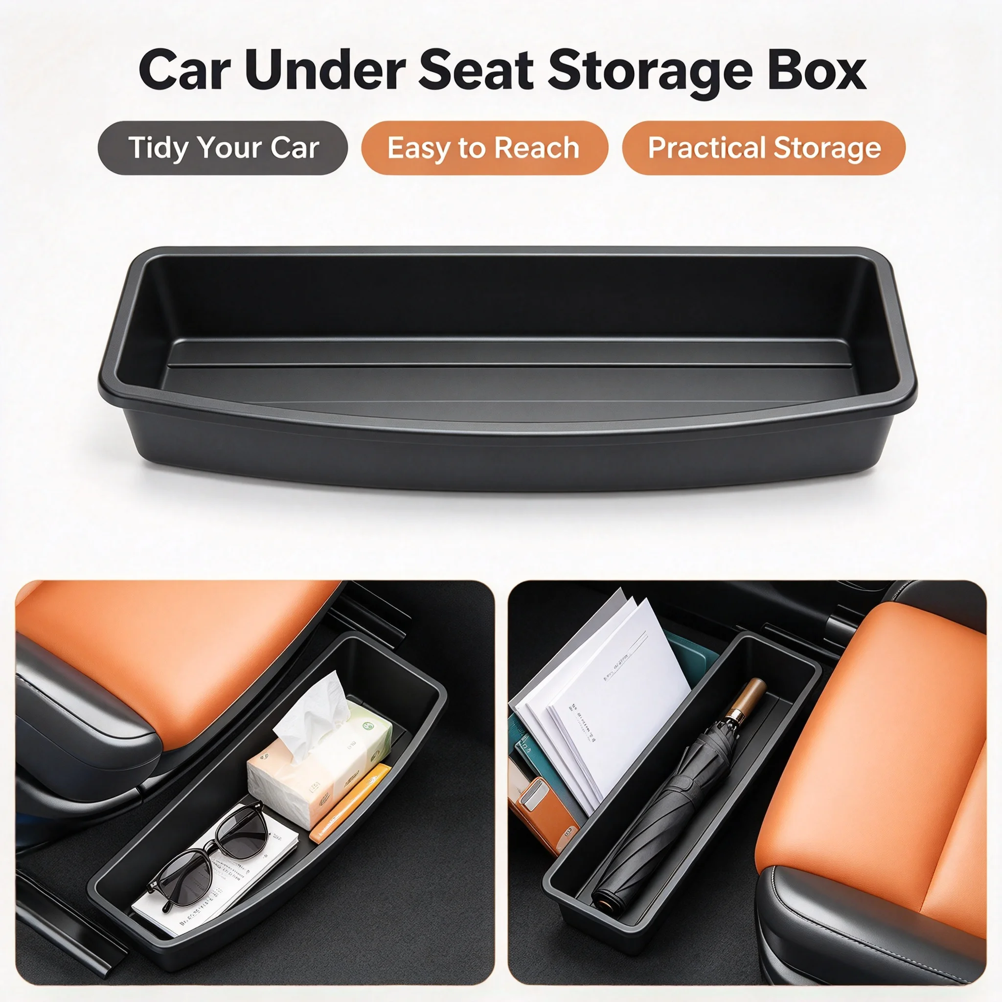 Car Under Seat Storage Box Easy Install Under Seat Car Storage Drawer Universal Auto Front Seat Tray Car Interior Accessories