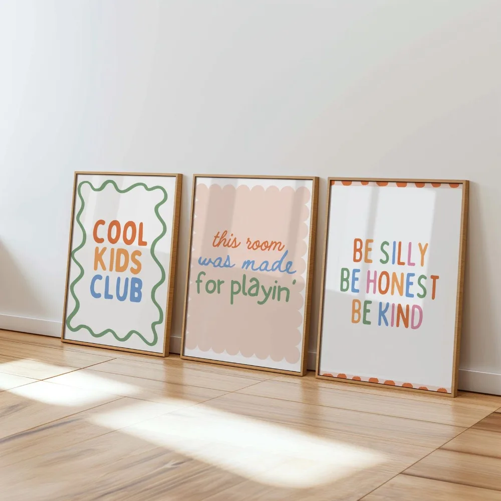 3PCS Frameless,3pcs Frameless, Playful Kids Gallery Wall Art, Colorful Kids, Digital Download, Nursery Dormitory Classroom Wall