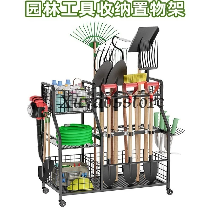 Garden tool storage rack, garage farm tool finishing rack, shelf