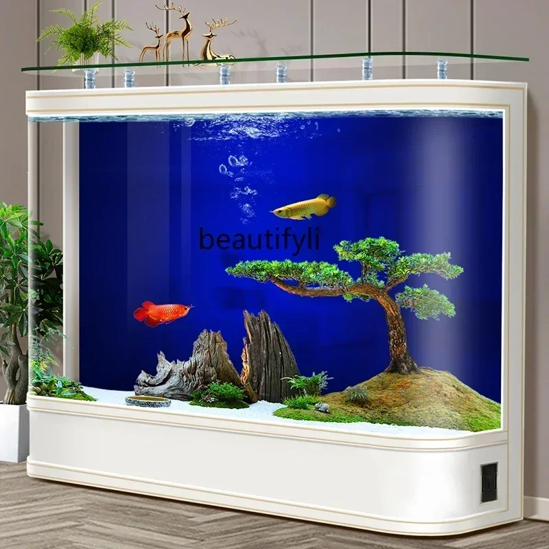 Hot Bending Integrated Fish Tank Living Room Light Luxury High-End Large Fish Globe Ecological Change Water