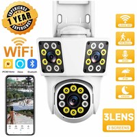 3 lens 3 Screens IP Outdoor Camera WIFI Motion Tracking PTZ Video CCTV Camera Dual Lens Waterproof Security System