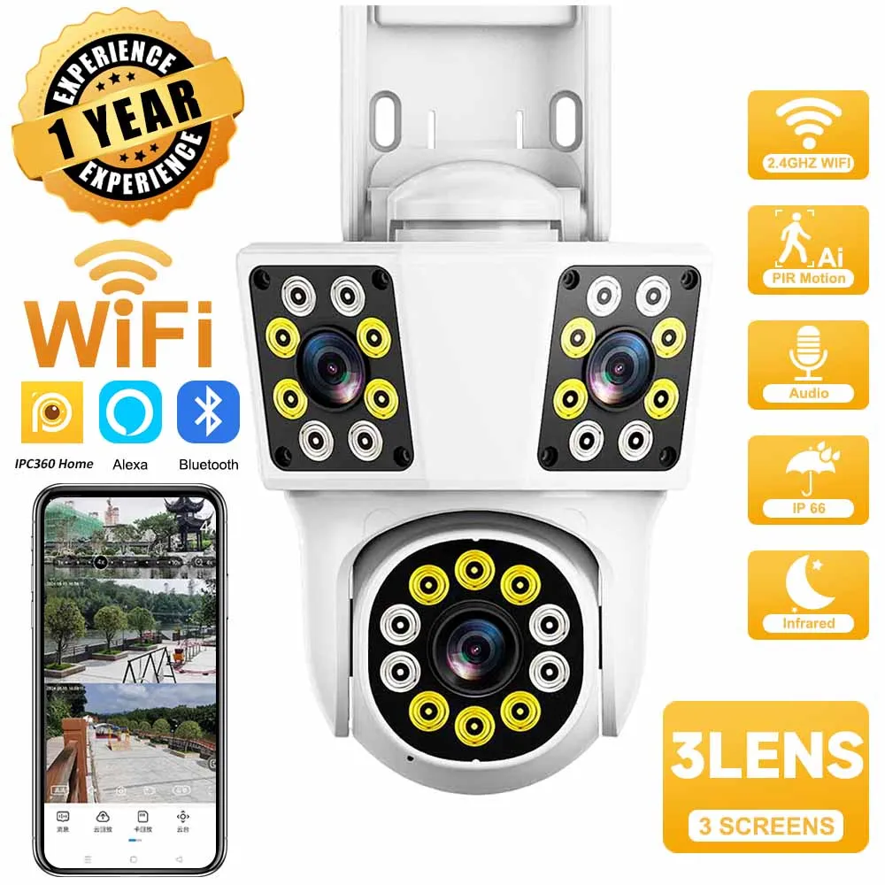 camera de seguranca impermeavel ao ar livre com lente dupla rastreamento de movimento video ptz camera cctv ip telas wi fi lentes 01