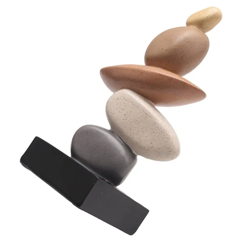 ABWZ-Modern Resin Stacked Stones Sculpture - Abstract Balanced Rock Art For Various Room Types, Decorative Tabletop Accent