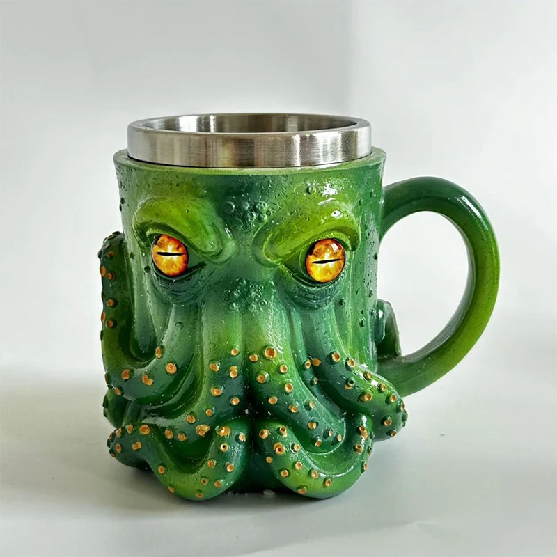 Strange Octopus Shaped Stainless Steel Beer Mug Rare Marine Animals Gothic Home Party Bar Whiskey Cocktail Cup Christmas Gift
