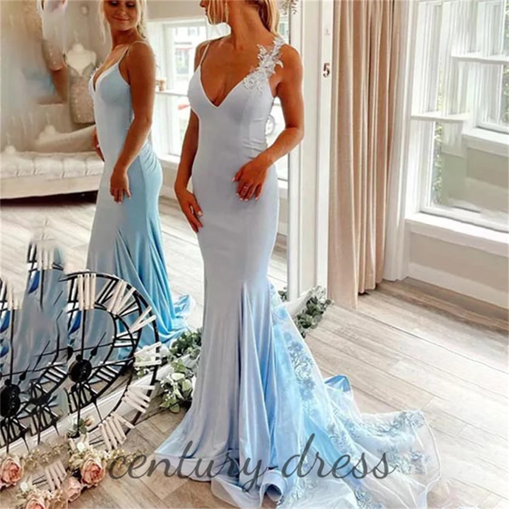 

Customized Spaghetti Strap A Line Evening Dress Lace Applique Charming Prom Dresses Ruched V-neck Party Gown вечернее платье