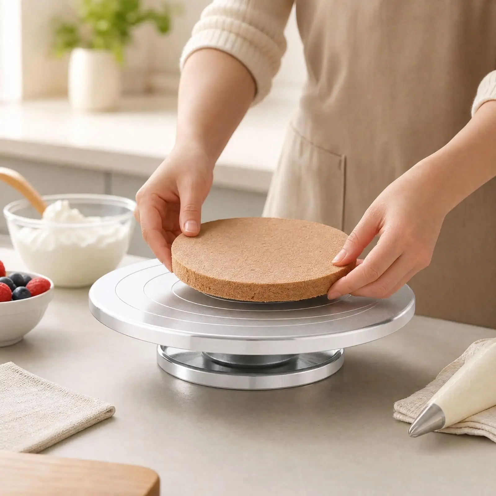 Smooth Rotating Pottery Turntable Aluminum Alloy Craft Stand for Cake Decorating Clay Art Tabletop Work