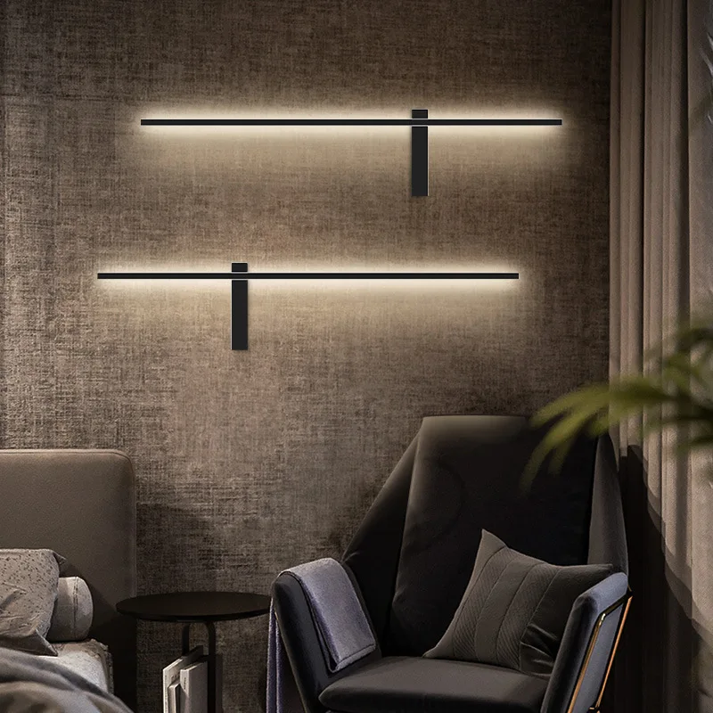 Imagem -03 - Nordic Longo Tira Lâmpada de Parede Moderno e Minimalista Led Linear Luz Cabeceira Sofá tv Fundo Decoração para Casa Iluminação 60 90 120cm