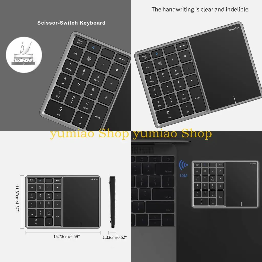 

587B Functional Wireless Number Pad Keypad 22 Keys Touchpad, BT4.2 2.4Ghz Modes TypeC Charging Mini Number Pad Keyboard