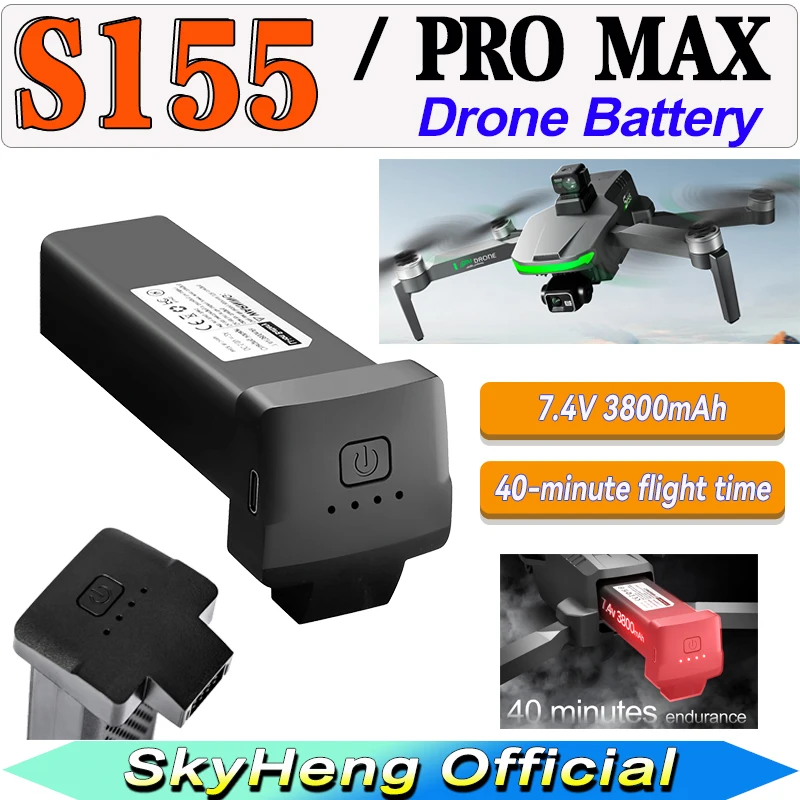 Original S155 ProMax Drone Battery 7.4V 3800mAh 40min Long Life Battery For S155 Mini Dron/RC Quadcopter Spare Accessories Parts