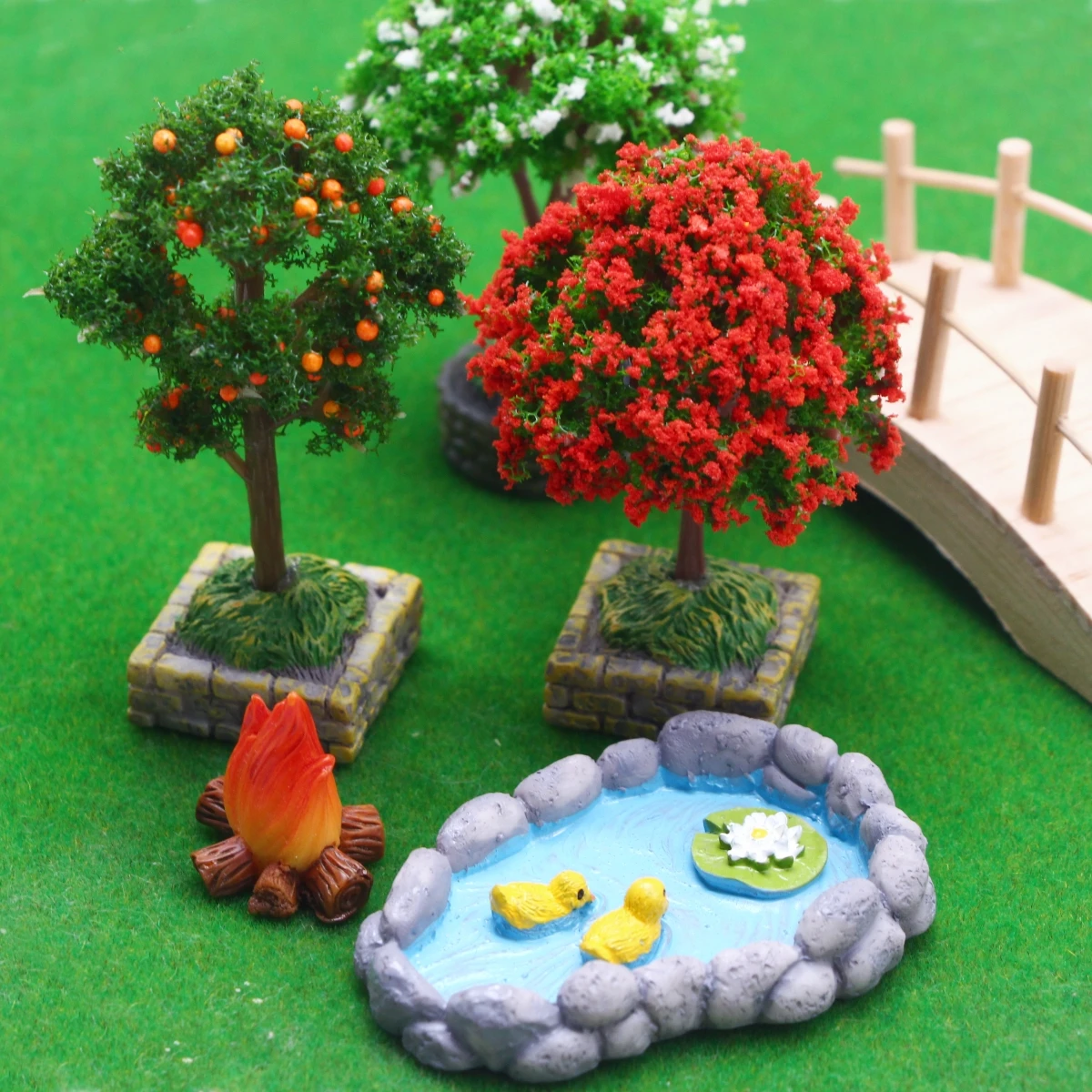 Dollhouse Miniature Flower Tree Model Accessory