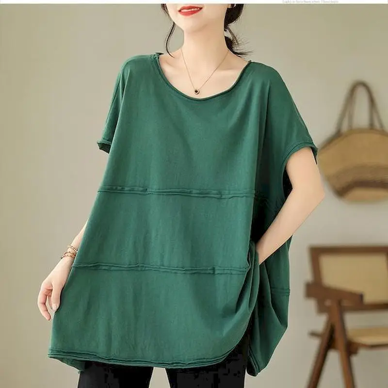 Oversized T Shirts Women Niche Design Sense Drop Shoulder Sleeve T-shirt Casual Loose Slimming Tops 2024 Summer Trend Tshirt Y2k