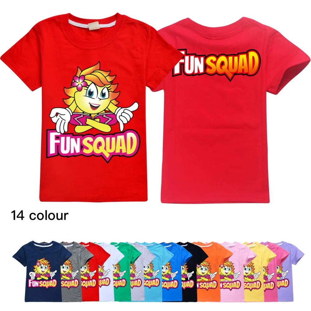 New Children boys Fun Squad Cotton T-shirt Pullover Leisure Fashion Kids Girls Tops Christmas Gift 2022 Summer Clothes For Kids