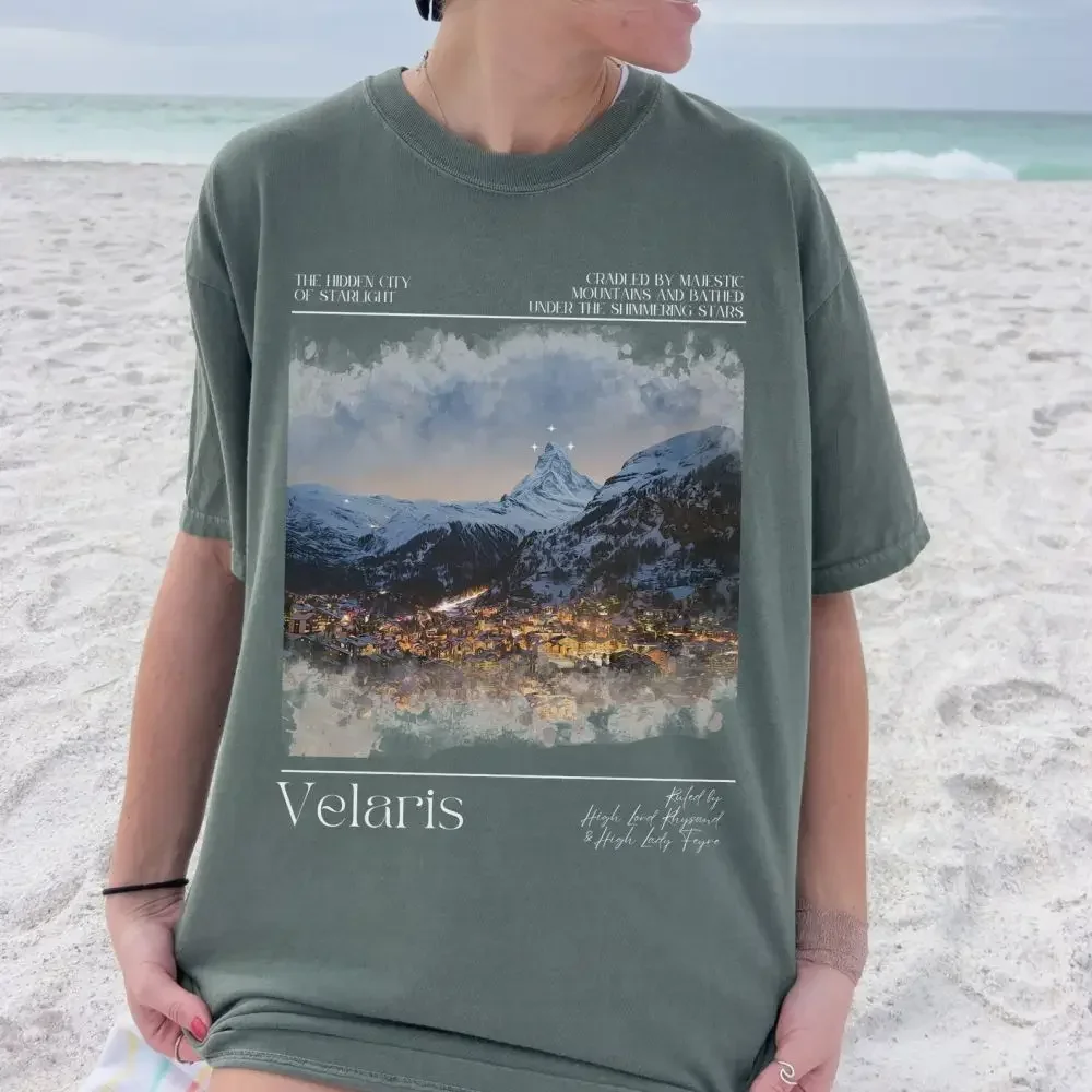 Velaris Shirt LICENSED Sarah J Maas Merch City Of Starlight Acotar Cotton Tee Loose Oversize Retro Shirt Fantasy Apparel Y2K Top