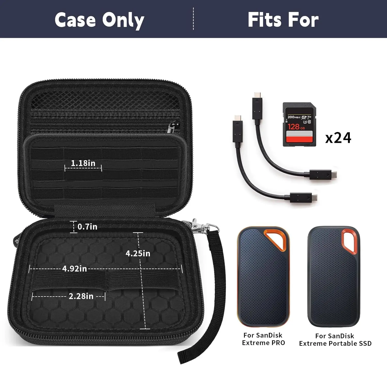 Hard Drive Storage Bag Compatible with SanDisk 1TB 2TB 4TB 500GB 8TB for SanDisk Extreme PRO Portable SSD (Bag Only)