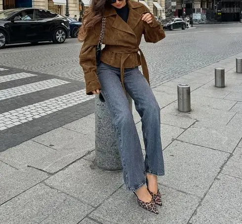 Vintage Brown Women's Autumn Jacket Suede Suit Collar Casual Double Breasted Jacket 2025 Fashion New Product Frosted Velvet Coat