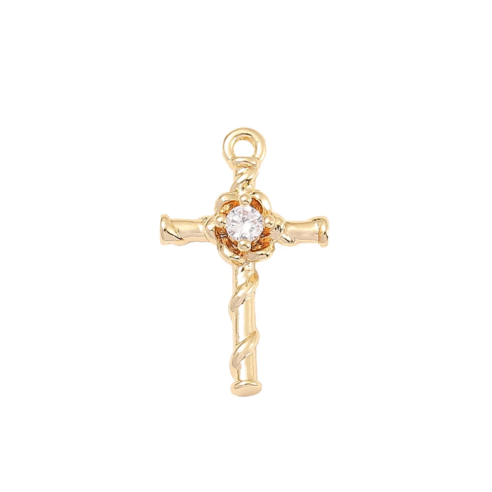 

Factory Wholesale Gold Color Brass and Zircon Cross Charms Pendants Necklace and Bracelet Earring Diy Jewelry Accessories Parts