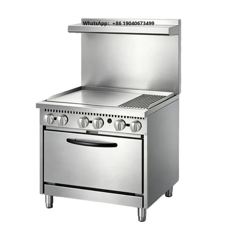 Versatile Freestanding Gas Griddle Combo Commercial Gas Griddle with Oven Stainless Steel Flat Grill and Charbroiler XH