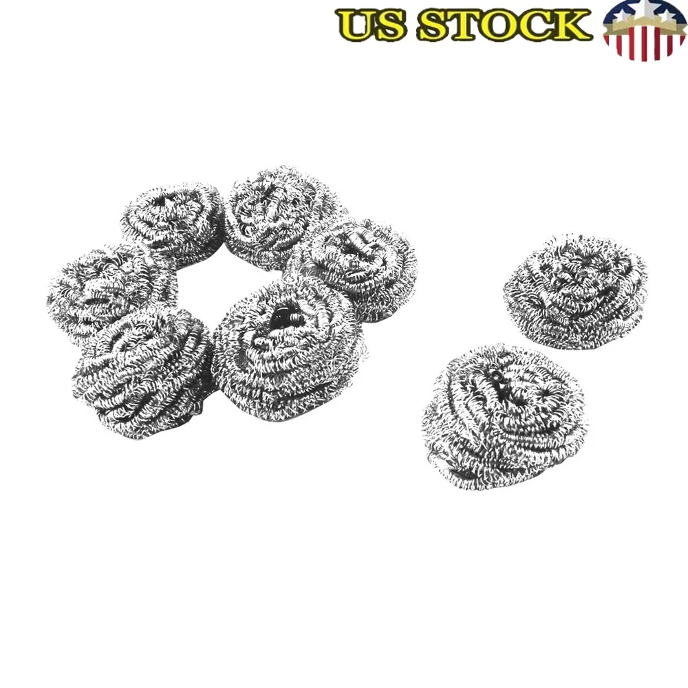 

Металлический шарик для чистки кухонной кастрюли, скребок для сковороды, 8 шт., двухсторонний проволочный скруббер, инструмент для удаления смазки, кухонный аксессуар