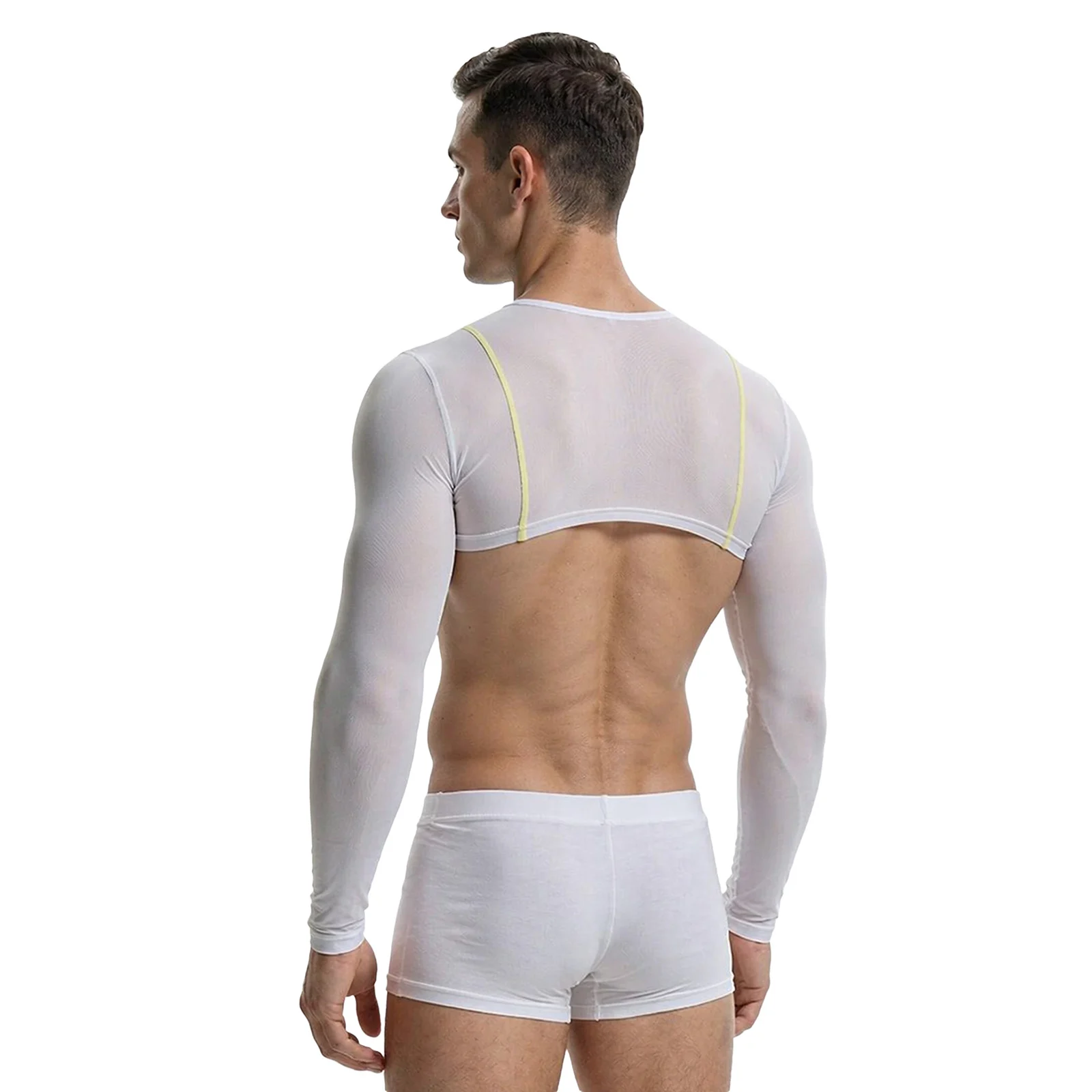 Mens Ice Silk Mesh Shrug Tank Top Long Sleeve Half Crop Arm Sleeve Vest Quick Dry Gym Cycling Outdoor Sports Sunproof Tops