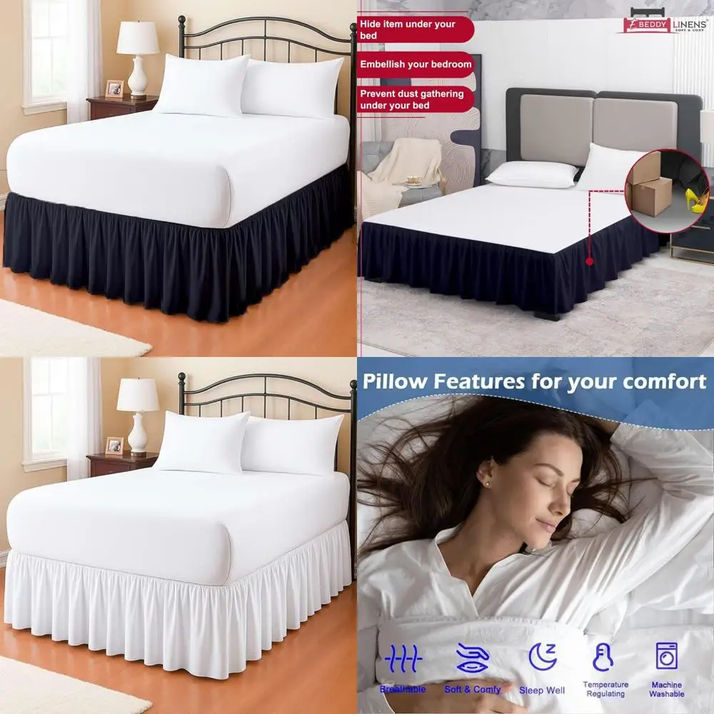 

Egyptian Cotton Bed Skirt Queen Size 16 Drop Split Corner, 800 Thread Count, Navy Blue Platform Style Dust Ruffle